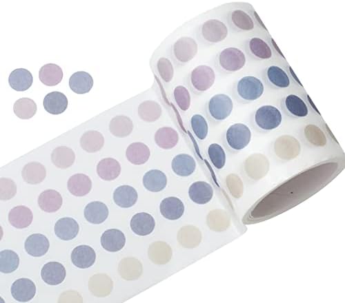 YUBBAEX Morandi 5/16" Dot Washi Tape Round Stickers 1250 Dots Stickers for Bullet Journal Planner Scrapbooking 2 3/8" x 10‘ (Taro Vanilla)