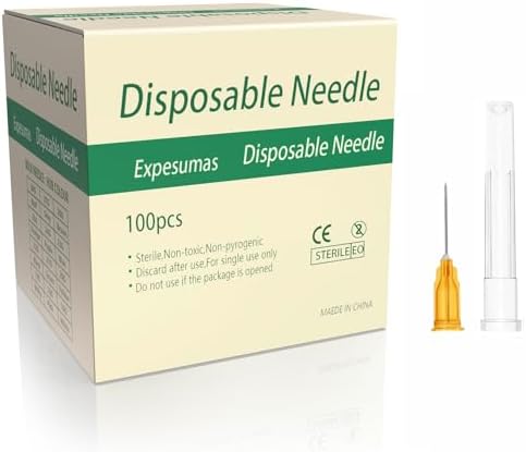 100 Pack 25 Gauge 5/8 Inch Sterile Disposable Lab Supplies, Scientific and Industrial Dispensing Needle Accessories