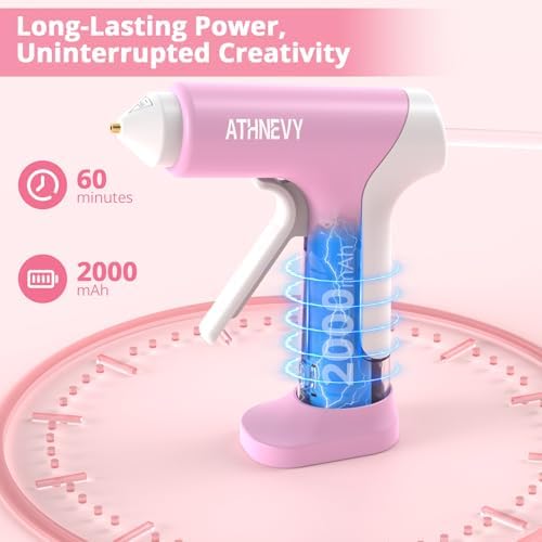 Cordless Hot Glue Gun, 4V 10s Fast Preheat, 30×7mm Glue Sticks, USB-C, 2Ah
