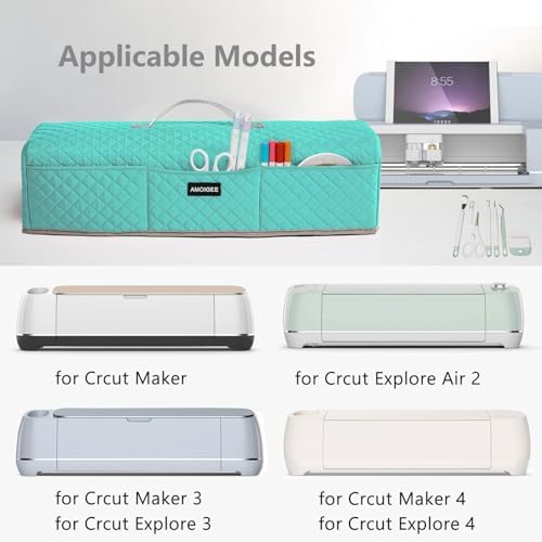 AMOIGEE Padded Dust Cover for Criicut Maker 4, Maker 3, Maker, Explore 4, Explore 3, Explore Air 2, Protective Machine Cover with Handle, Storage Pockets for Craft Accessories and Suppliers