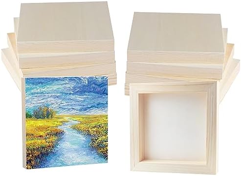 Square Wooden Canvas Painting Board Wood Canvas Panels 10 Pcs
