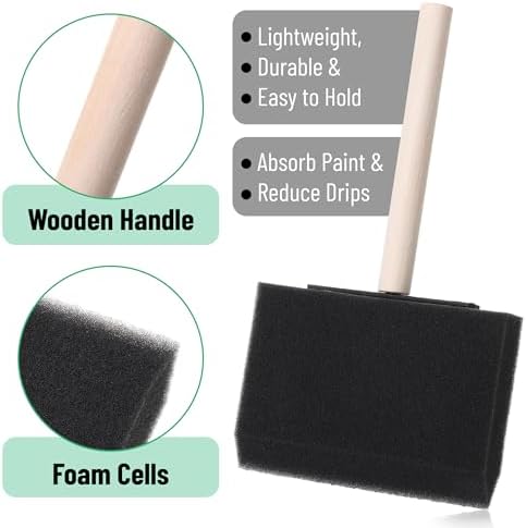 Bates Foam Paint Brushes, 4-Inch, 24 Pack - Sponge Brushes for Painting, Staining, and Mod Podge