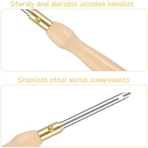 13 Pack Adjustable Punch Needle Tool Punch Needle Kit Wooden Handle Embroidery Tool Set for Beginner DIY Craft Yarn Floss Cross Stitching