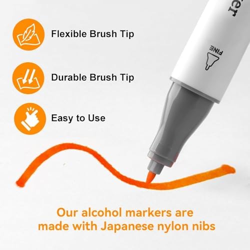 SFAIH 72 Alcohol Markers for Relaxing Coloring, Dual Fine & Chisel Art Set | Stress Relief & Self-Care, Quick-Dry, No Bleed, Blendable, Adult Coloring, Mandalas, Patterns, Premium Case, Gift-Ready