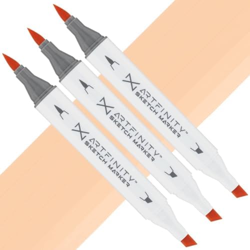 Artfinity Sketch Markers - Set of 3 - Sand E2-2, Vibrant, Professional, Dye-Based Alcohol Markers for Artists, Drawing, Travel, & More