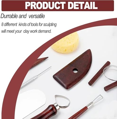 LINPHCEY 8-Piece Clay Sculpting Tools Set Perfect for Polymer Air Dry Modeling Clay Beginners & Professionals Ideal for DIY Pottery & Ceramics Tools for Clay Sculpey Sculpting & Crafting