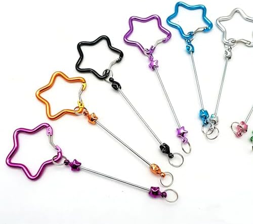 Beadable Keychain Colorful Heart/Triangle Shaped Blank Bar with Snap Hook for DIY Craft Making Kit