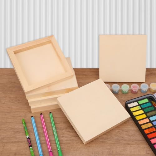 30 Pack 5.75 x 5.75 Square Wood Panel Boards - Unfinished Wood Canvas Boards for Painting, Square Wooden Panels for Painting Canvas, DIY Projects, Acrylic and Oil Painting