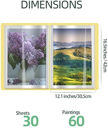SXhyf A3 Diamond Painting Storage Book for 60 Diamond Painting Pics, 30 Pages Diamond Art Storage Book, Diamond Painting Presentation Portfolio Folder for Artwork (Yellow, A3-16.5 x 12.1 in)