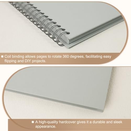Scrapbook Album 8x8 Inches 40 Pages Hardcover Kraft Paper Grey