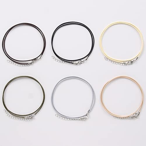 60Pcs Waxed Necklace Cord Bulk for Jewelry Making,Necklace Rope String with Clasp for DIY Bracelet Pendant,Multicolor(18 Inches and Thickness 1.5mm)