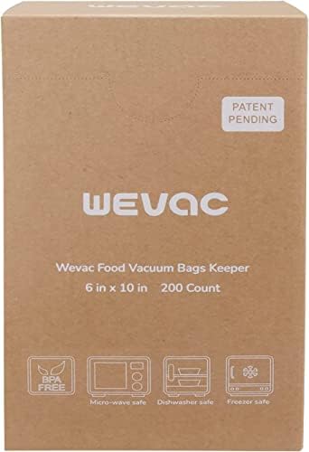 Wevac 6” x 10” 200 Count Food Vacuum Sealer Bags Keeper, PreCut Pint, Ideal for Food Saver, BPA Free, Commercial Grade, Great for storage, meal prep and Sous Vide (Pack of 2)