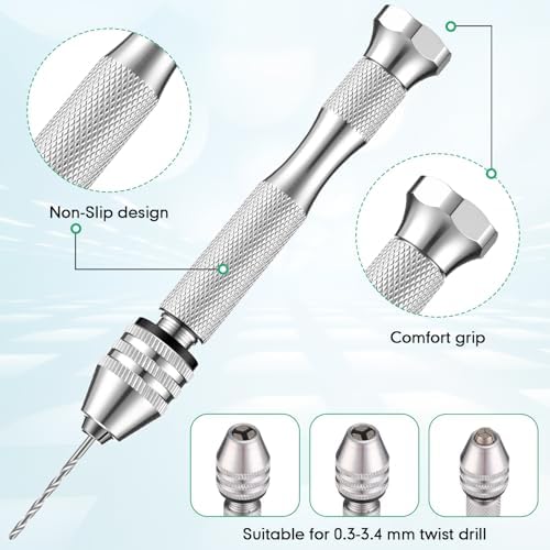 Mudder 57 Pcs Micro Drill Bits & Pin Vise Set 0.1-3mm, Silver