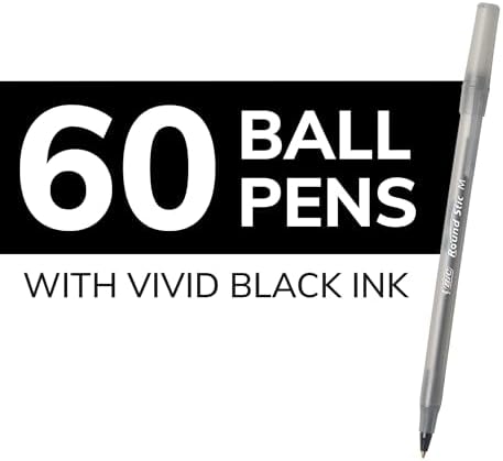 BIC Round Stic Xtra Life Ballpoint Pen, Ultra Long Lasting and Consistent Ink Flow, 60-Count in Black Ink (Pack of 9)