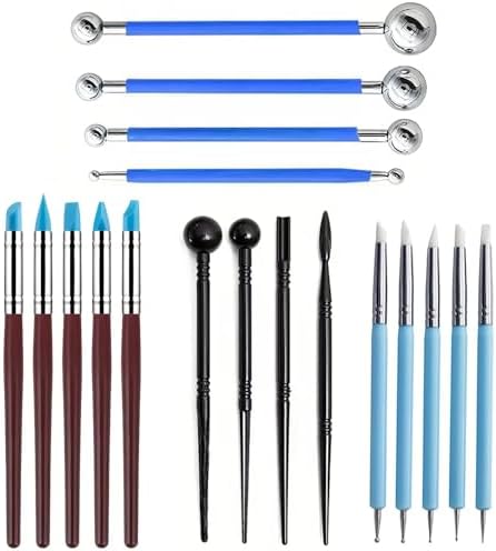 18Pcs Clay Sculpting Tool Set, Polymer Clay Kit with Ball Stylus Pens, Silicone Sculpting Brushes & Detail Carving Tools, Professional Pottery Modeling Tools for Clay, Ceramic & DIY Crafts