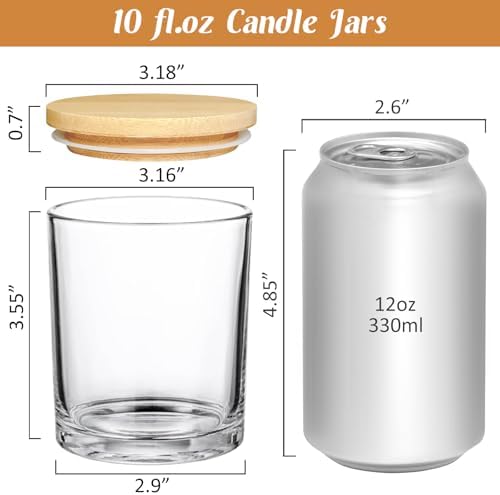 SUPMIND 10oz Clear Glass Candle Jars with Lids, 30pcs for Candle Making