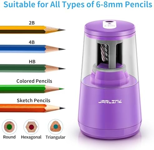 JARLINK Electric Pencil Sharpener, Heavy Duty Helical Blade, Auto Stop