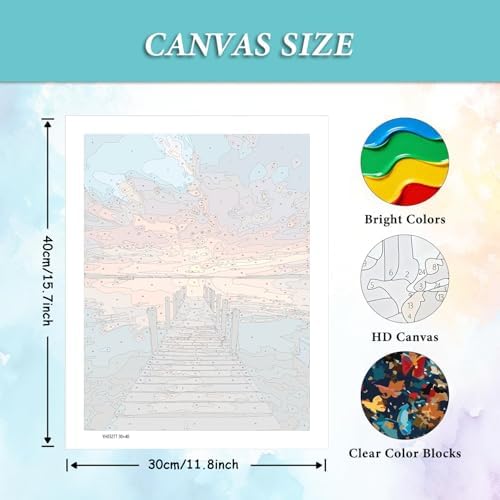 AIBOERL Paint by Numbers Kit for Adults Beginner,Sunset Scenery, 12X16In