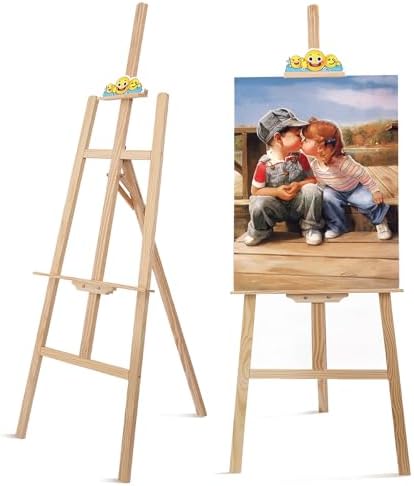 Smiley Wooden Easel for Painting, Wedding Signs & Display, Adjustable