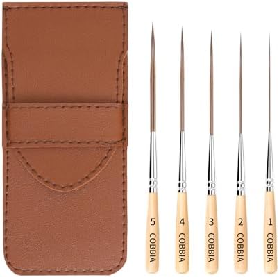 Long Liner Brushes - 5pcs Ox Ear Hair Detail Paint Brushes Extra Long Fine Point Tip Pinstriping Scroll Outlining Brush for Watercolor Acrylic Oil
