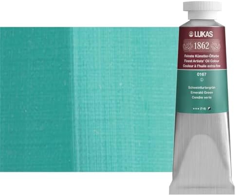 Lukas 1862 Professional German Oil Paint, Emerald Green 37 mL - w/Beeswax & Non-Yellowing Sunflower Oil, Short Drying Time, Smooth, Outstanding Lightfastness