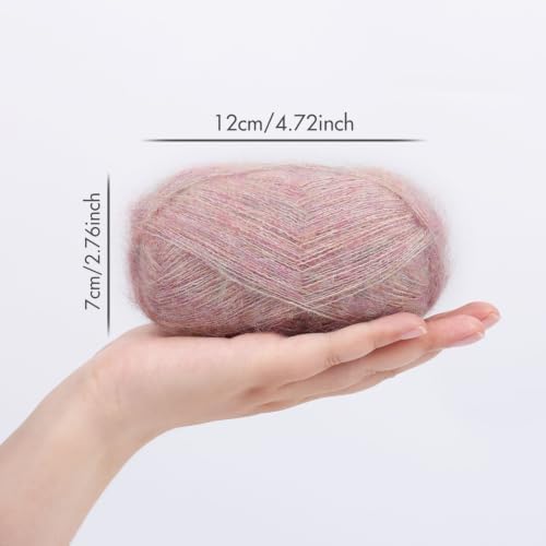 NICEEC 2 Skeins Long Pile Mohair Yarn 2.82oz/788yds - Rainbow