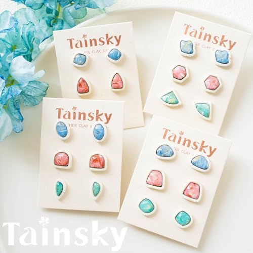 Tainsky 20 Shapes Embedded Polymer Clay Cutters - Gem Studs Clay Jewelry Making Tools, Earring Cutters (Studs)