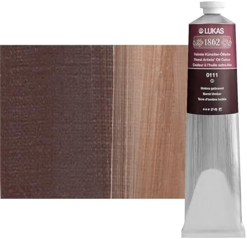 Lukas 1862 Professional German Oil Paint, Burnt Umber 200 mL - w/Beeswax & Non-Yellowing Sunflower Oil, Short Drying Time, Smooth, Outstanding Lightfastness