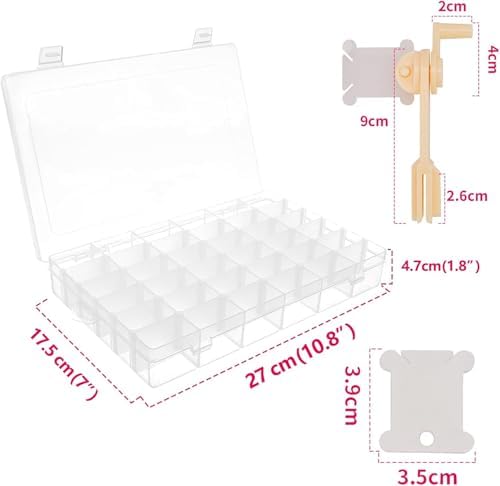 Embroidery Floss Organizer Cross Stitch Thread Organizer-Bobbin Winder 1 Removable 36 Compartments with 150 Floss Bobbins and 2 Pieces Numbered Stickers for Craft DIY Embroidery