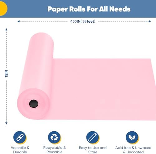 Pink Wrapping Paper 15"x450", Bulletin Board Craft Decorative Paper Roll