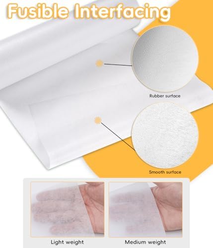 UzecPk Light Weight 12" X 30yd Iron-On Interfacing Fabric for Sewing