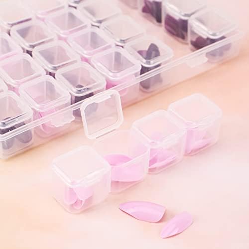 Gem Organizer, Segbeauty Clear Bead Container 28 Compartments with Secure Lids, Removable Tiny Jewelry Storage Box, Transparent Jewelry Organizer for Seeds Craft Making Accessories