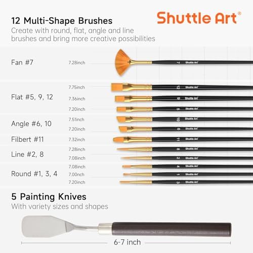66 Pack Acrylic Paint Set, Shuttle Art Acrylic Painting Set with 30 Colors Acrylic Paint, Wooden Easel, Painting Canvas, Paint Brushes, Palettes, Art Painting Supplies for Kids Adults Beginner Artists