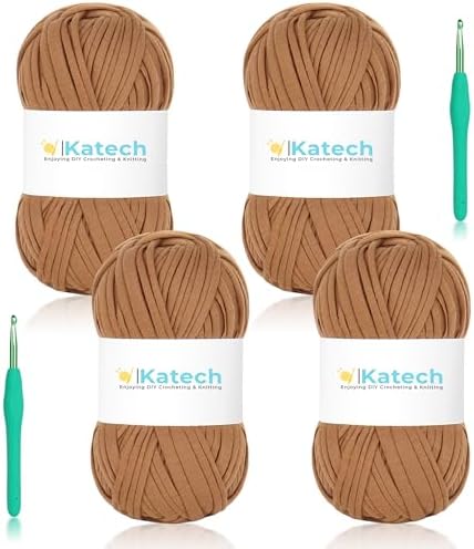 Katech 400g T Shirt Yarn for Crocheting, Elastic Fabric Yarn for Bag