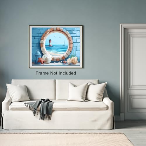Natuyalo Paint by Numbers Kit for Adults, Lighthouse Paint by Number for Beginners, Seaside View Adult Paint by Number Kits for Gifts and Home Wall Decor 16x20 Inch (Frameless)
