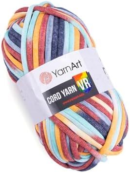 YarnArt Cord Rainbow Yarn - Cotton Polyester Crocheting and Knitting Yarn - Home Decoration Yarn for Baskets, Doormats, Rugs, Supla, Cushions, Blankets, Bags,Super Bulky #6, (1 Skein) (925)