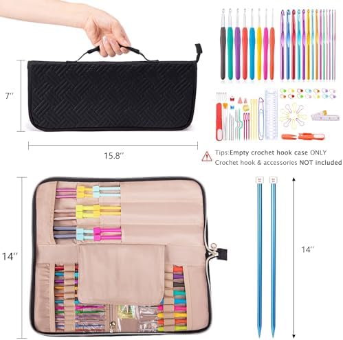 MYBAGZING Knitting Needles Case (Up to 14 Inches) - Organizer for Knitting and Crochet Accessories - Empty Hook Case