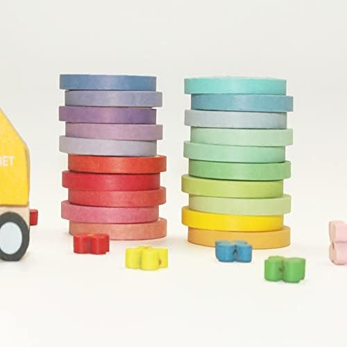 20 Rolls Washi Tape Set, Rainbow Washi Tape Colorful Masking Tape 7.5mm Wide, Thin Decorative Tape for Bullet Journal, Book, Planner, Scrapbooking, DIY Arts Crafts