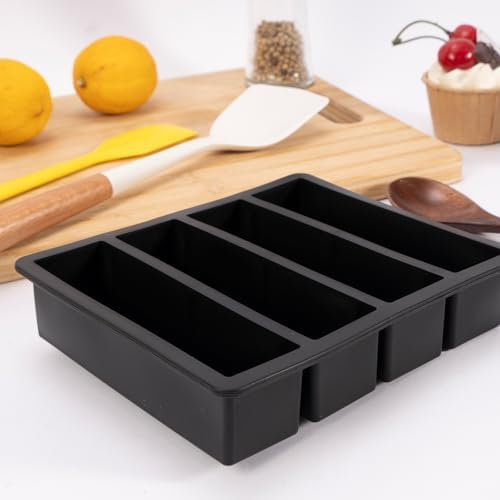 2PCS Silicone Butter Mold Tray with Lid, Non-Stick Butter Maker, Fits Standard Butter Size, Ideal for Butter, Soap Bars, Energy Bars, and Cakes (Black)