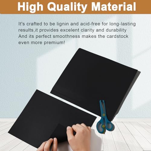 Silunkia 40 Sheets Black Cardstock 8.5 x 11 for Halloween 75lb