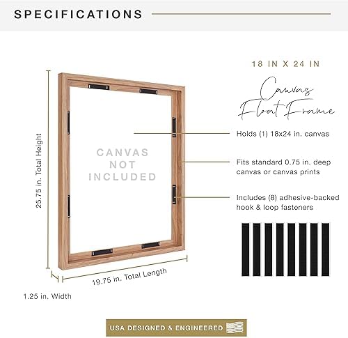 MCS Canvas Float Frame, 18x24, Walnut Woodgrain
