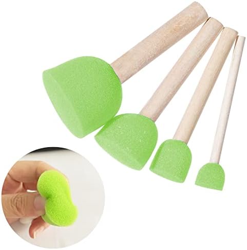 WAFJAMF 40 Pcs Round Sponges Brush Set 4 Sizes DIY Painting Tools Green