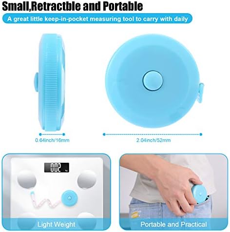 Tape Measure Retractable, Fabric Measuring Tape, 60 Inch Small Sewing Tailor Soft Ruler for Craft Nursing Clothing Medical Travel(3 Pack/Sky Blue)