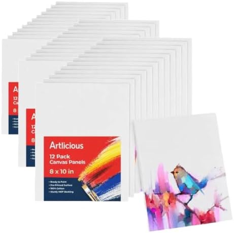 Artlicious Canvases for Painting 36 Packs - 8 x 10” Blank Canvas 100% Cotton Painting Canvas Panels for Acrylic, Oil & Watercolor Paint for Canvas Painting