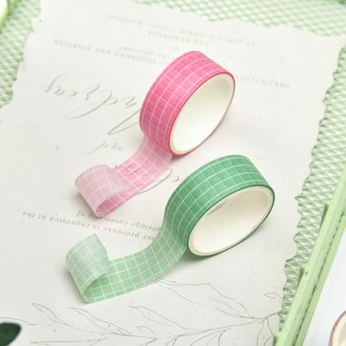 12 Rolls Grid Washi Tape Set Plaid Arts Adhesive Tapes Basic Patterns Decorative Masking Tape Sets for Craft, Kids, Scrapbook, DIY, Gift Wrapping (Style Four)