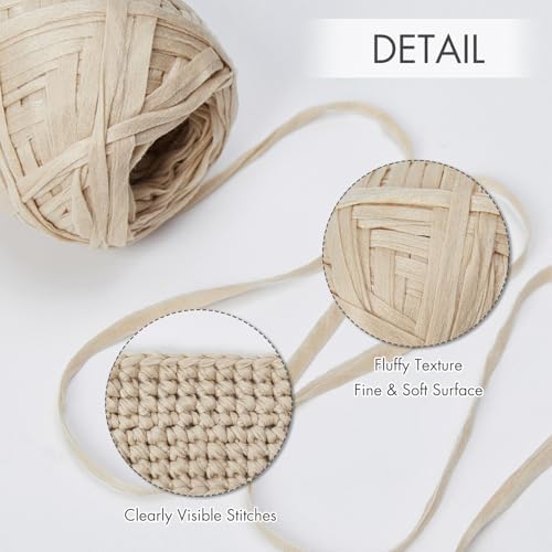 NICEEC 2 Skeins Soft Tape Yarn-Milk Tea