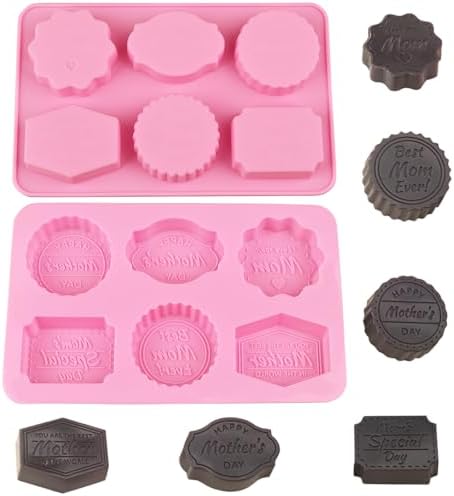 Mothers Day Chocolate Molds 2pcs Silicone Molds for Homemade Soap, Candle, Resin, Candy, Pudding