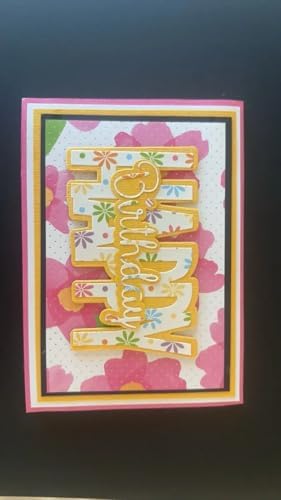Lapoo Words Cutting Die for Scrapbooking - Durable, Cut Stencils for DIY Scrapbook Photo Album Decorative Paper Card, Card Making Supplies Party Wedding Decorations (Happy Birthday 3.1 x 3 in)