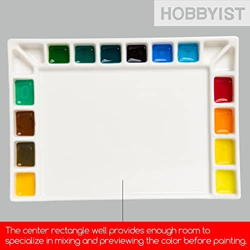 MEEDEN Ceramic Watercolor Paint Palette: 18-Well Artist Paint Mixing Tray