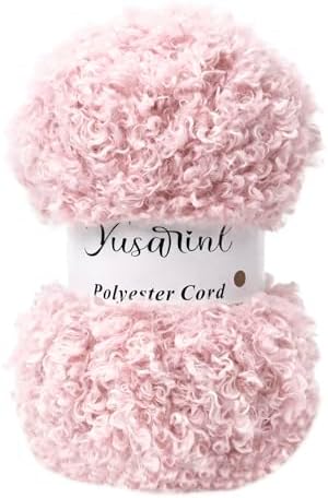 (32 Colors Available) Yusarinl Teddy Bear Yarn,Fuzzy Yarn for Crochet Polyester Plush Fur for Crafts Fluffy Fuzzy for Knitting(3.35 oz, 40 yds)-Light Pink